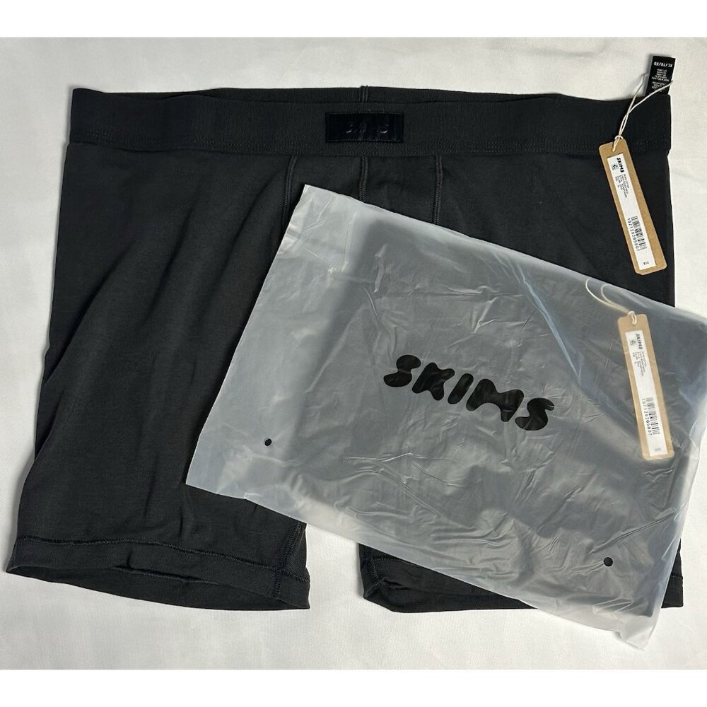 SKIMS COTTON MENS 5" BOXER BRIEF ONYX BLACK NWT XL